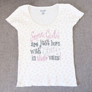 some girls born with glitter floral baby tee y2k lettuce hem top